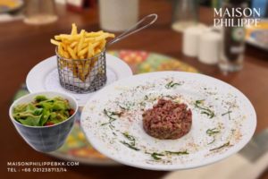 Beef Tartare, French Fries, Salad