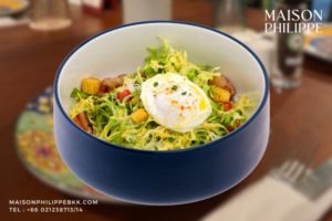 Frisee Salad with Poached Egg, Bacon and Crouton